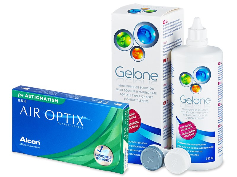 Air Optix for Astigmatism (6 φακοί) + Υγρό Gelone 360 ml - Πακέτο προσφοράς