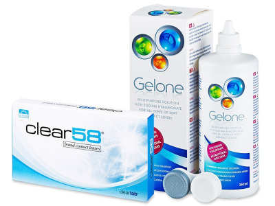 Clear58 (6 φακοί) + Υγρό Gelone 360 ml - Παλαιότερη σχεδίαση
