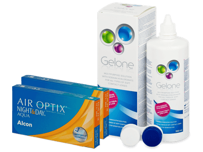Air Optix Night and Day Aqua (2x3 φακοί) + Υγρό Gelone 360 ml