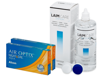 Air Optix Night and Day Aqua (2x3 φακοί) + Υγρό Laim Care 400 ml
