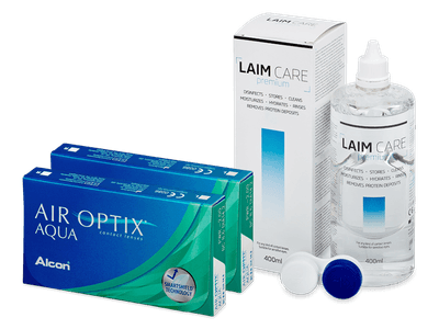 Air Optix Aqua (2x3 φακοί) + Υγρό Laim Care 400 ml