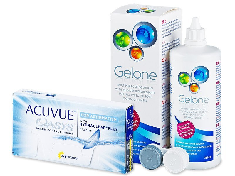 Acuvue Oasys for Astigmatism (6 φακοί) + Υγρό Gelone 360 ml - Πακέτο προσφοράς