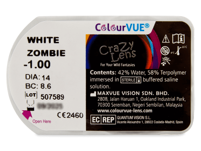 ColourVUE Crazy Lens - White Zombie - Διοπτρικοί (2 φακοί) - Προεπισκόπηση πακέτου φυσαλίδας