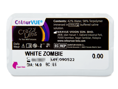 ColourVUE Crazy Lens - White Zombie - Ημερήσιοι φακοί Μη διοπτρικοί (2 φακοί) - Προεπισκόπηση πακέτου φυσαλίδας