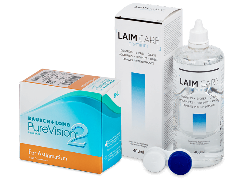 PureVision 2 for Astigmatism (6 φακοί) + Υγρό Laim-Care 400 ml - Πακέτο προσφοράς