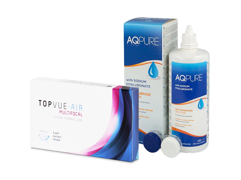 TopVue Air Multifocal (3 φακοί) + Υγρό AQ Pure 360 ml - Πακέτο προσφοράς