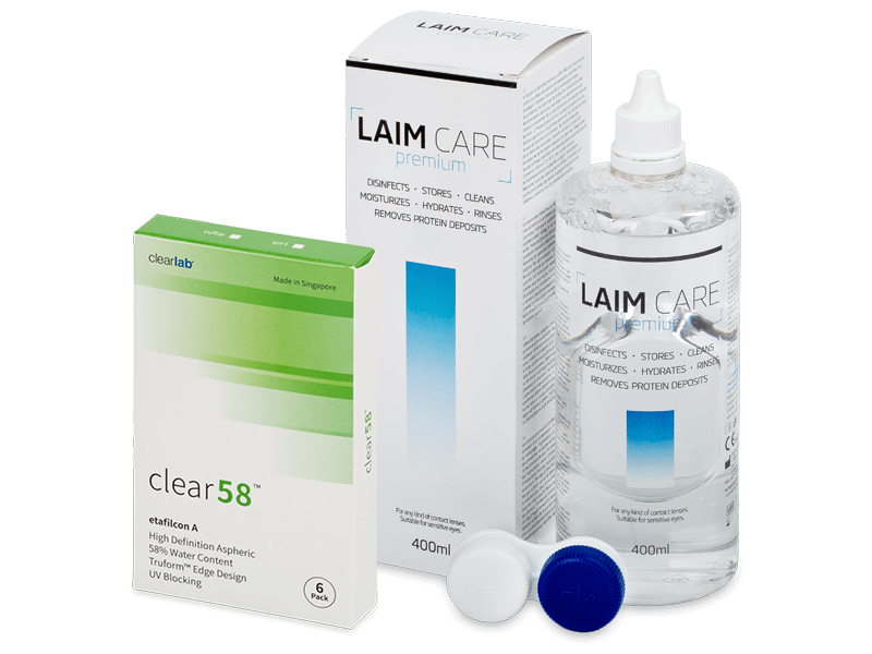 Clear 58 (6 φακοί) + Υγρό Laim-Care 400 ml - Πακέτο προσφοράς