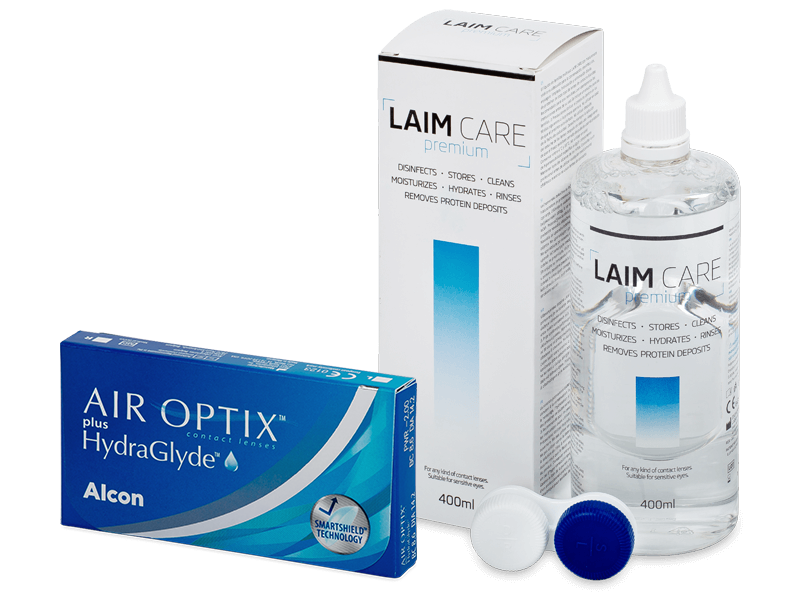 Air Optix plus HydraGlyde (6 φακοί) + Υγρό Laim-Care 400 ml - Πακέτο προσφοράς