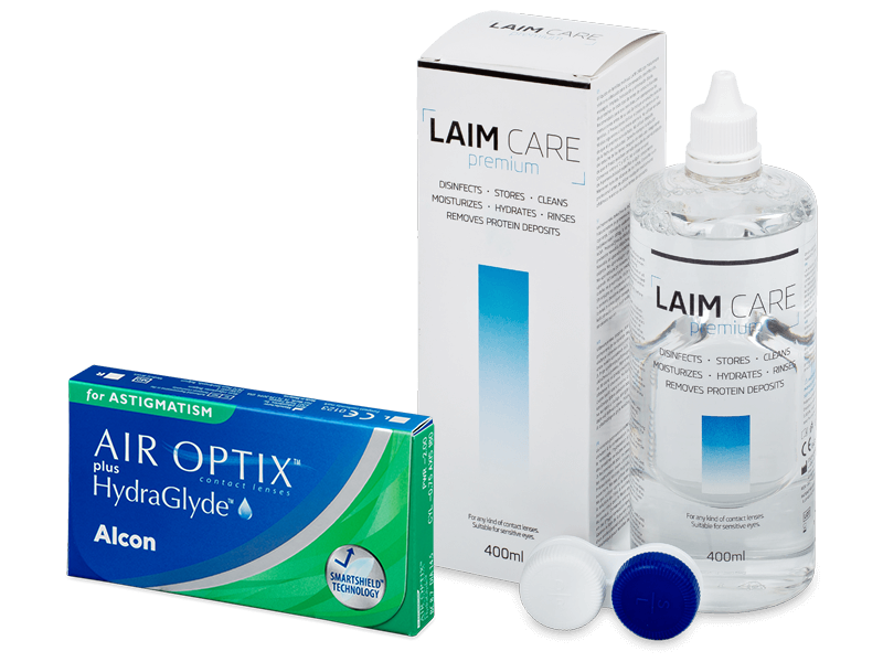 Air Optix plus HydraGlyde for Astigmatism (3 φακοί) + Υγρό Laim-Care 400 ml - Πακέτο προσφοράς