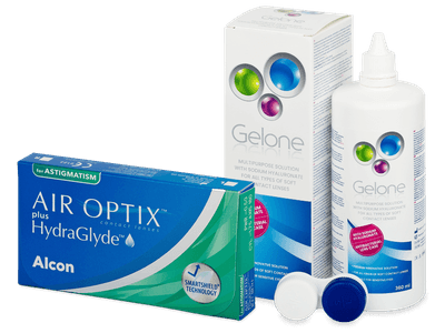 Air Optix plus HydraGlyde for Astigmatism (6 φακοί) + Υγρό Gelone 360 ml
