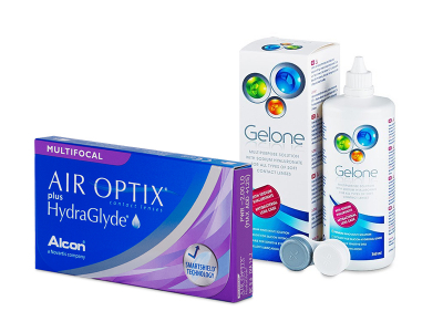 Air Optix plus HydraGlyde Multifocal (6 φακοί) + Υγρό Gelone 360 ml