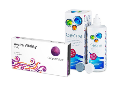 Avaira Vitality Toric (3 φακοί) + Υγρό Gelone 360 ml