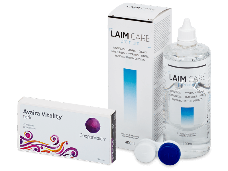Avaira Vitality Toric (3 φακοί) + Υγρό Laim-Care 400 ml - Πακέτο προσφοράς