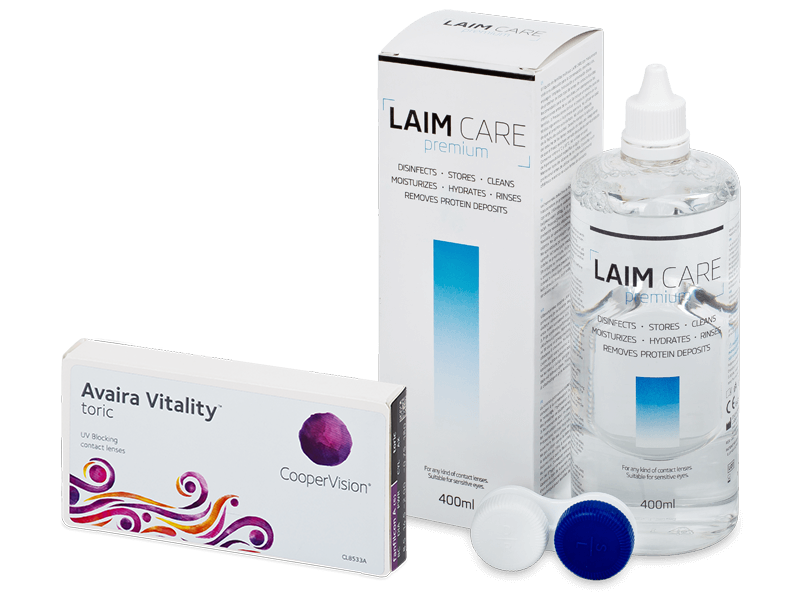 Avaira Vitality Toric (6 φακοί) + Υγρό Laim-Care 400 ml - Πακέτο προσφοράς