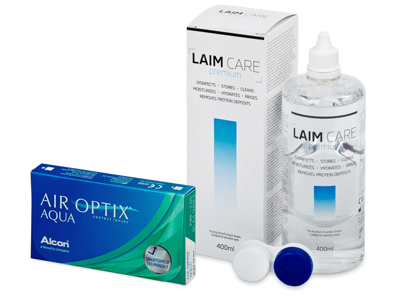Air Optix Aqua (6 φακοί) + Υγρό Laim-Care 400 ml - Πακέτο προσφοράς