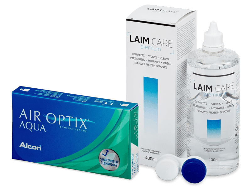 Air Optix Aqua (6 φακοί) + Υγρό Laim Care 400 ml - Πακέτο προσφοράς