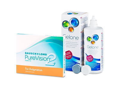 PureVision 2 for Astigmatism (3 φακοί) + Υγρό Gelone 360 ml