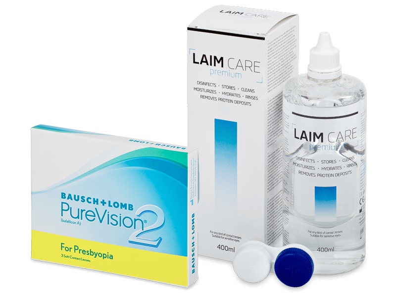 PureVision 2 for Presbyopia (3 φακοί) + Υγρό Laim-Care 400 ml - Πακέτο προσφοράς