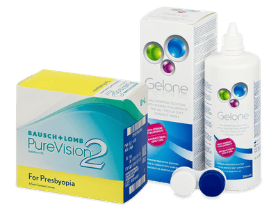 PureVision 2 for Presbyopia (6 φακοί) + Υγρό Gelone 360 ml - Πακέτο προσφοράς
