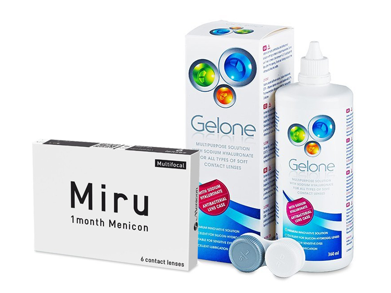 Miru 1 Month Menicon Multifocal (6 φακοί) + Υγρό Gelone 360 ml