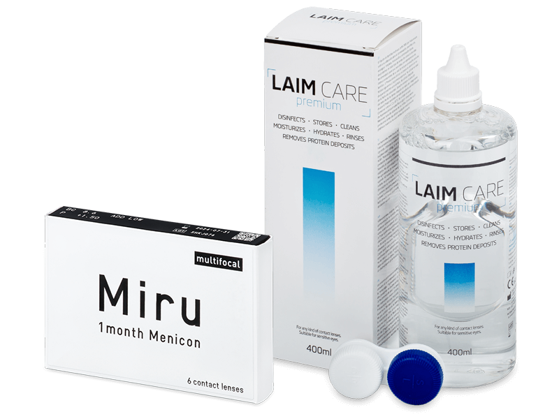 Miru 1month Menicon multifocal (6 φακοί) + Υγρό Laim-Care 400 ml - Πακέτο προσφοράς