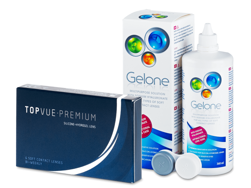 TopVue Premium (6 φακοί) + υγρό Gelone 360 ml - Πακέτο προσφοράς