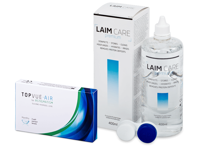 TopVue Air for Astigmatism (3 φακοί) + υγρό Laim-Care 400 ml - Πακέτο προσφοράς