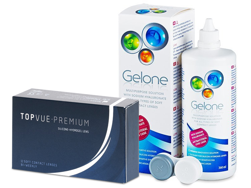 TopVue Premium (12 φακοί) + Υγρό Gelone 360 ml