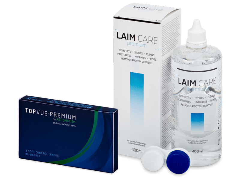 TopVue Premium for Astigmatism (3 φακοί) + Laim-Care Solution 400 ml - Πακέτο προσφοράς