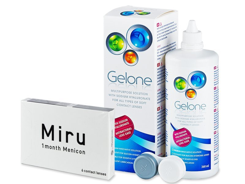 Miru 1month Menicon (6 φακοί) + Gelone Solution 360 ml - Πακέτο προσφοράς