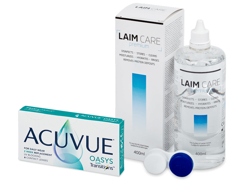 Acuvue Oasys with Transitions (6 φακοί) + Laim-Care υγρό φακών επαφής 400 ml - Πακέτο προσφοράς