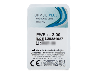 TopVue Monthly PLUS (1 φακός) - Προεπισκόπηση πακέτου φυσαλίδας