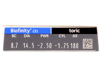 Biofinity Toric (3 φακοί) - Προεπισκόπηση Χαρακτηριστικών