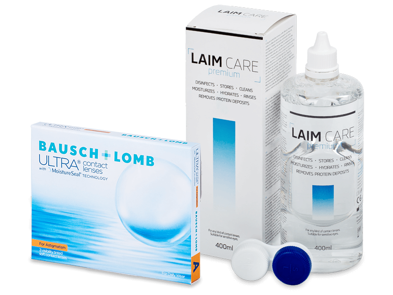 Bausch + Lomb ULTRA for Astigmatism (3 φακοί) + Υγρό Laim-Care 400 ml - Πακέτο προσφοράς