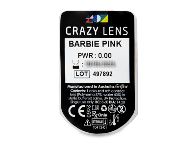CRAZY LENS - Barbie Pink - Ημερήσιοι φακοί Μη διοπτρικοί (2 φακοί) - Προεπισκόπηση πακέτου φυσαλίδας