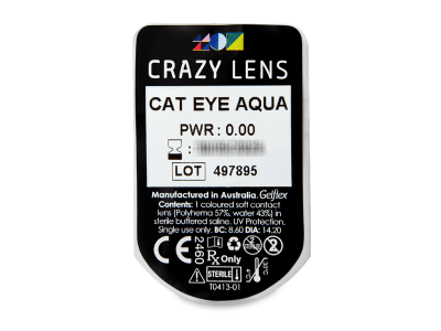 CRAZY LENS - Cat Eye Aqua - Ημερήσιοι φακοί Μη διοπτρικοί (2 φακοί) - Προεπισκόπηση πακέτου φυσαλίδας