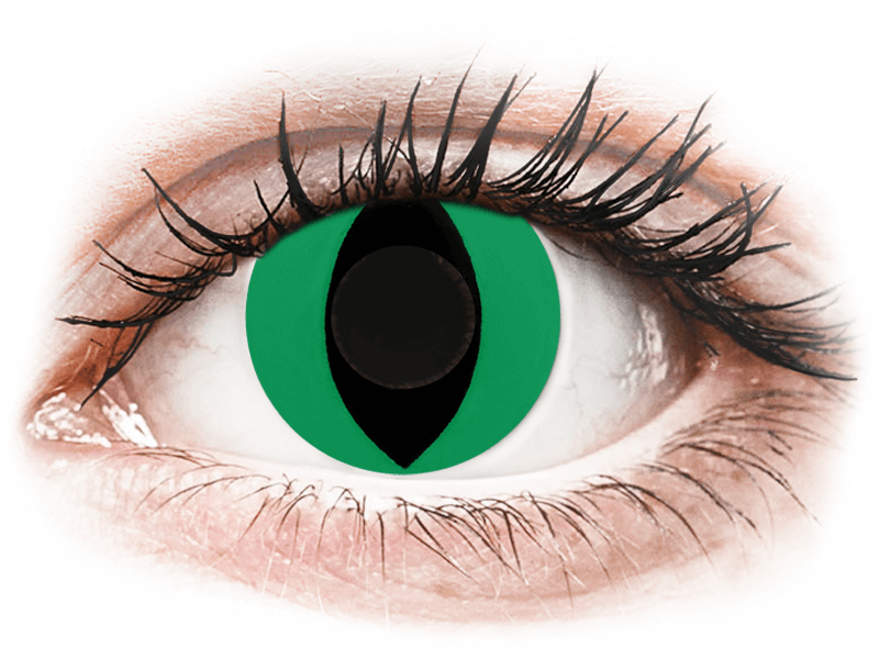 CRAZY LENS - Cat Eye Green - Ημερήσιοι φακοί Μη διοπτρικοί (2 φακοί) - Έγχρωμοι φακοί επαφής