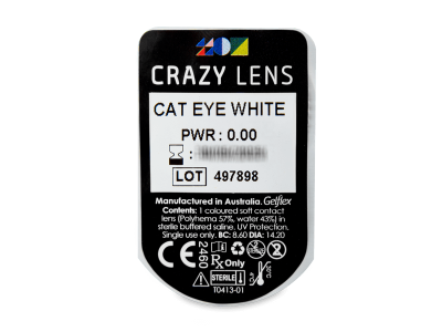 CRAZY LENS - Cat Eye White - Ημερήσιοι φακοί Μη διοπτρικοί (2 φακοί) - Προεπισκόπηση πακέτου φυσαλίδας