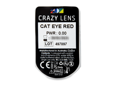CRAZY LENS - Cat Eye Red - Ημερήσιοι φακοί Μη διοπτρικοί (2 φακοί) - Προεπισκόπηση πακέτου φυσαλίδας