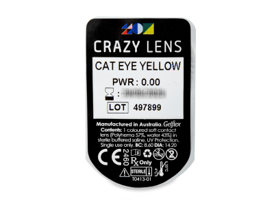 CRAZY LENS - Cat Eye Yellow - Ημερήσιοι φακοί Μη διοπτρικοί (2 φακοί) - Προεπισκόπηση πακέτου φυσαλίδας