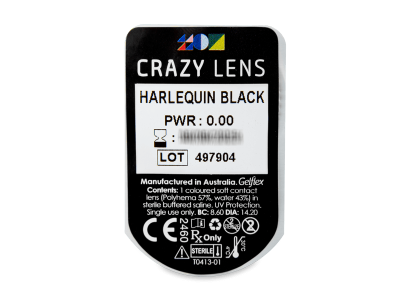 CRAZY LENS - Harlequin Black - Ημερήσιοι φακοί Μη διοπτρικοί (2 φακοί) - Προεπισκόπηση πακέτου φυσαλίδας