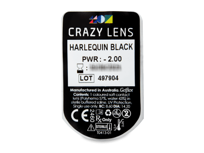 CRAZY LENS - Harlequin Black - Ημερήσιοι φακοί Διοπτρικοί (2 φακοί) - Προεπισκόπηση πακέτου φυσαλίδας
