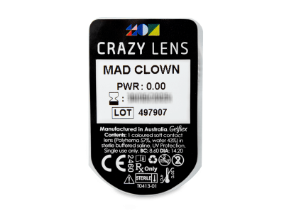 CRAZY LENS - Mad Clown - Ημερήσιοι φακοί Μη διοπτρικοί (2 φακοί) - Προεπισκόπηση πακέτου φυσαλίδας
