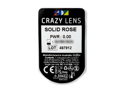 CRAZY LENS - Solid Rose - Ημερήσιοι φακοί Μη διοπτρικοί (2 φακοί) - Προεπισκόπηση πακέτου φυσαλίδας