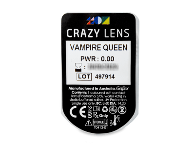CRAZY LENS - Vampire Queen - Ημερήσιοι φακοί Μη διοπτρικοί (2 φακοί) - Προεπισκόπηση πακέτου φυσαλίδας