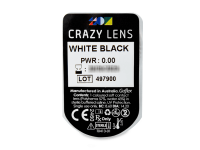 CRAZY LENS - White Black - Ημερήσιοι φακοί Μη διοπτρικοί (2 φακοί) - Προεπισκόπηση πακέτου φυσαλίδας