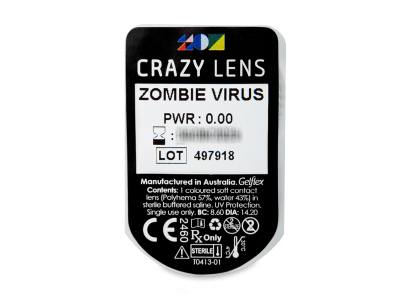 CRAZY LENS - Zombie Virus - Ημερήσιοι φακοί Μη διοπτρικοί (2 φακοί) - Προεπισκόπηση πακέτου φυσαλίδας