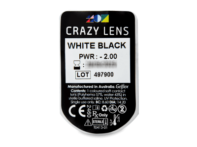 CRAZY LENS - White Black - Ημερήσιοι φακοί Διοπτρικοί (2 φακοί) - Προεπισκόπηση πακέτου φυσαλίδας