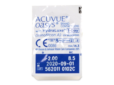Acuvue Oasys 1-Day with Hydraluxe (30 φακοί) - Προεπισκόπηση πακέτου φυσαλίδας