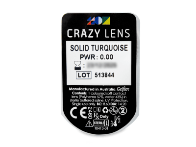CRAZY LENS - Solid Turquoise - Ημερήσιοι φακοί Μη διοπτρικοί (2 φακοί) - Προεπισκόπηση πακέτου φυσαλίδας